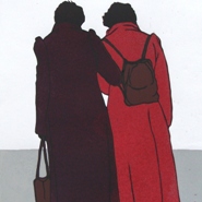 Twee vrouwen 2008  linoleumsnede  46 x 30 cm